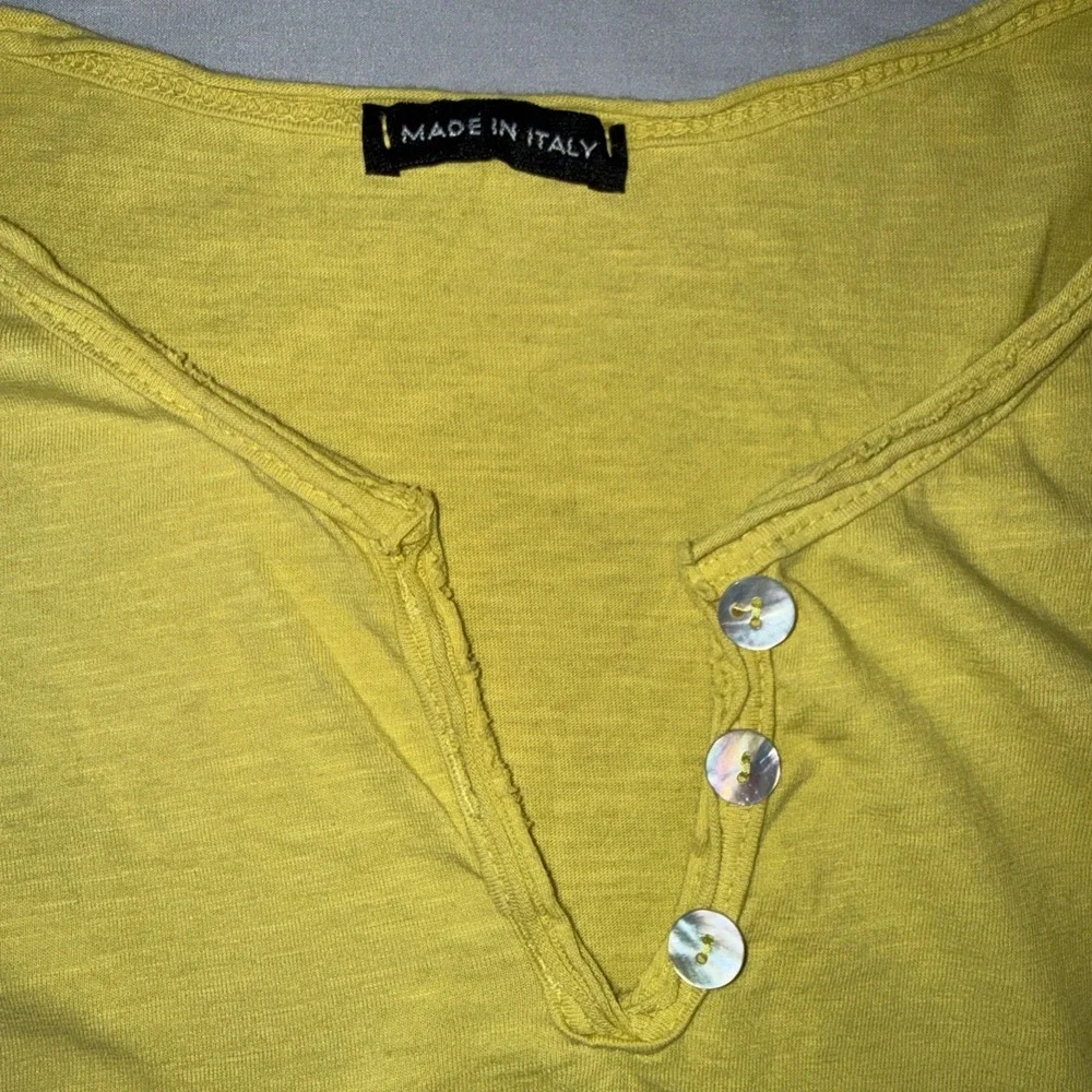Made In Italy Midi Dress Women's Size Medium Citrine Yellow Mixed Media Boho‎